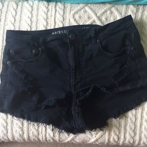 American Eagle Black Hi-Rise Festival Shorts